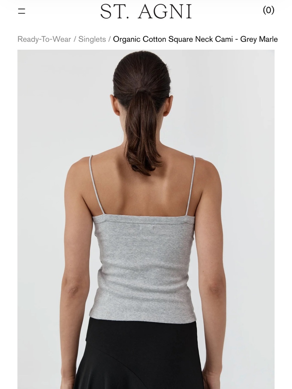 Brand NWT St. Agni Organic Cotton Square Neck Cami - Grey Marle size S - Picture 3 of 6